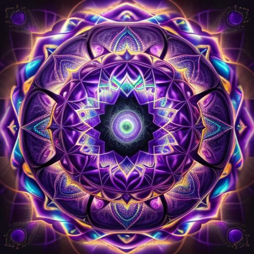 Purple Fractal Mandala in High Dynamic Range