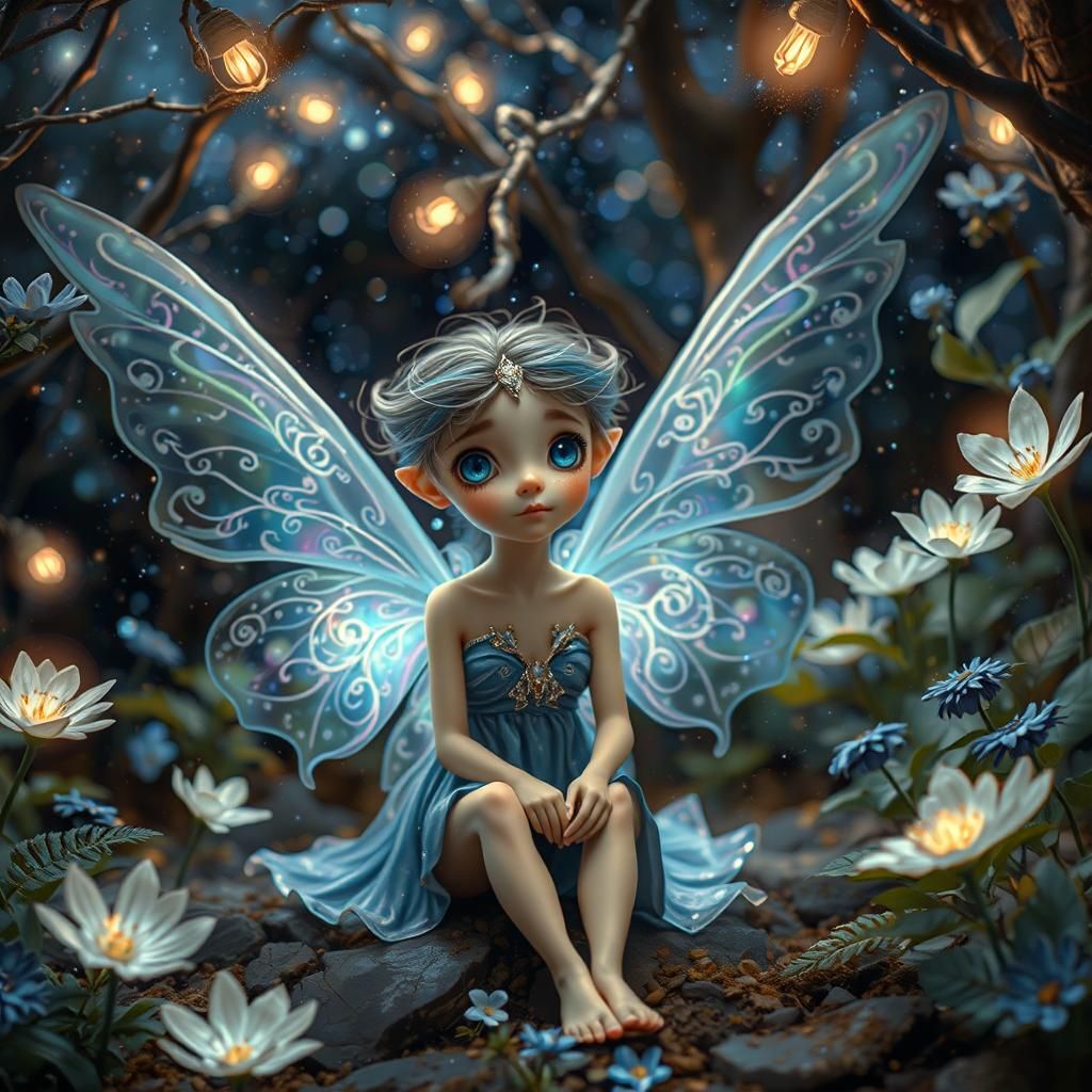 Ethereal Fairy in Moonlit Glade with Glowing Wings