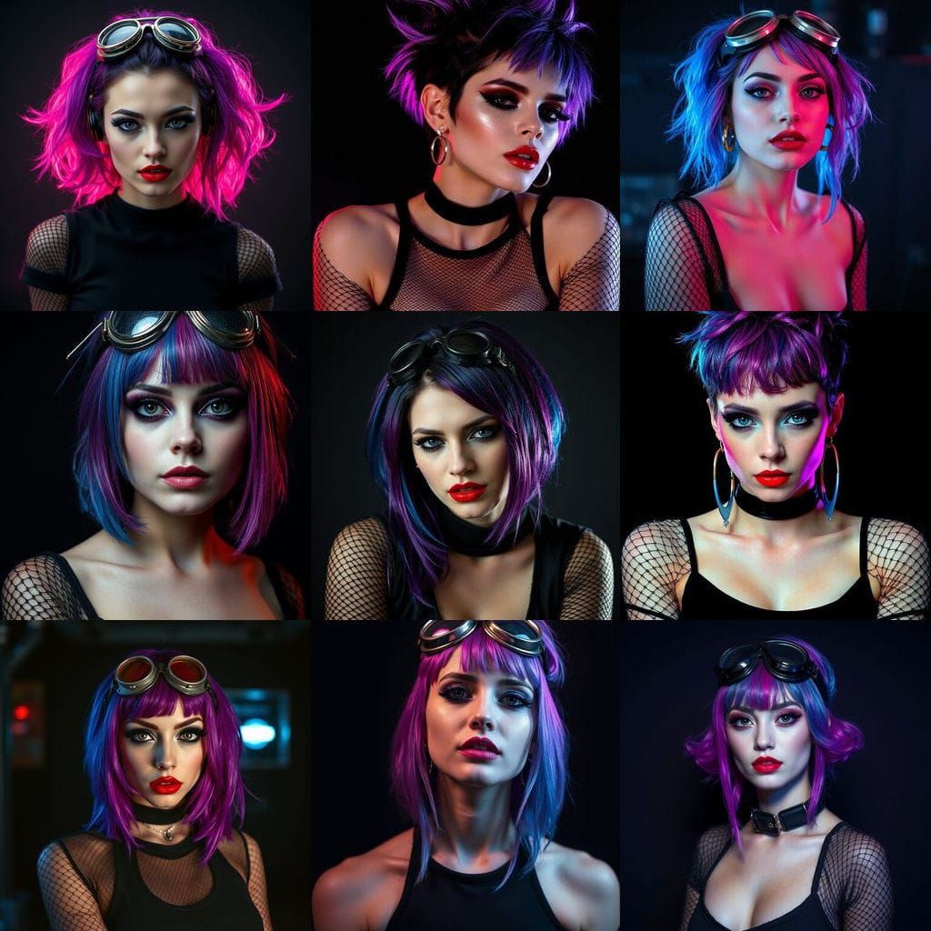 Cyberpunk Woman with Spiky Hair and Goggles