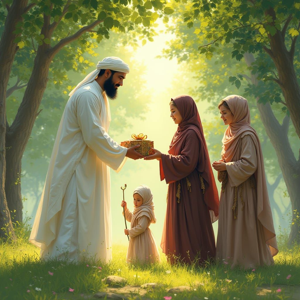 A Muslim Father Embracing Love and Justice in a Vibrant Outd...