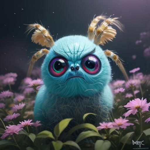 Cute Anime Spider in Pastel Garden