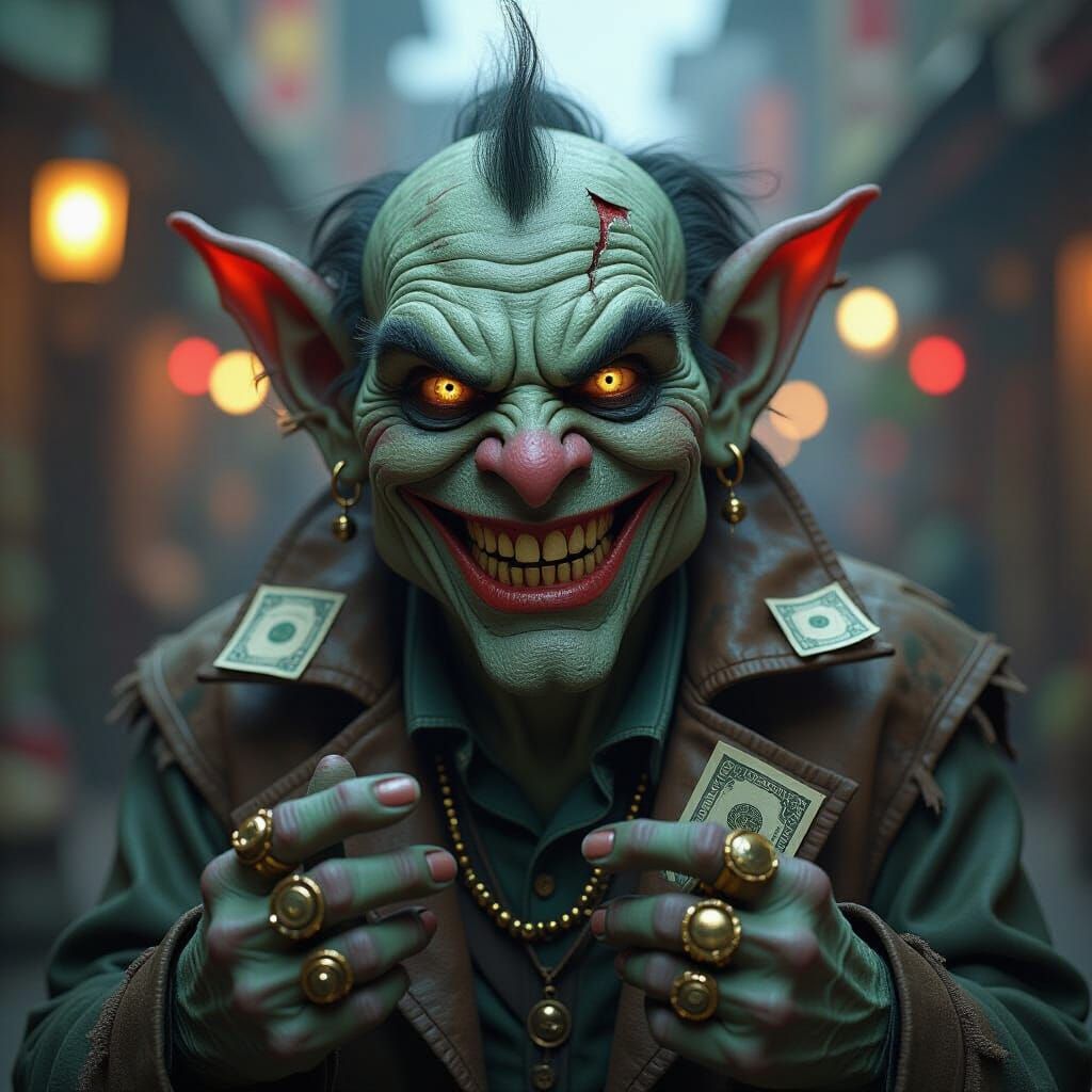 Grotesque Goblin Grifter in Dark Fantasy Style