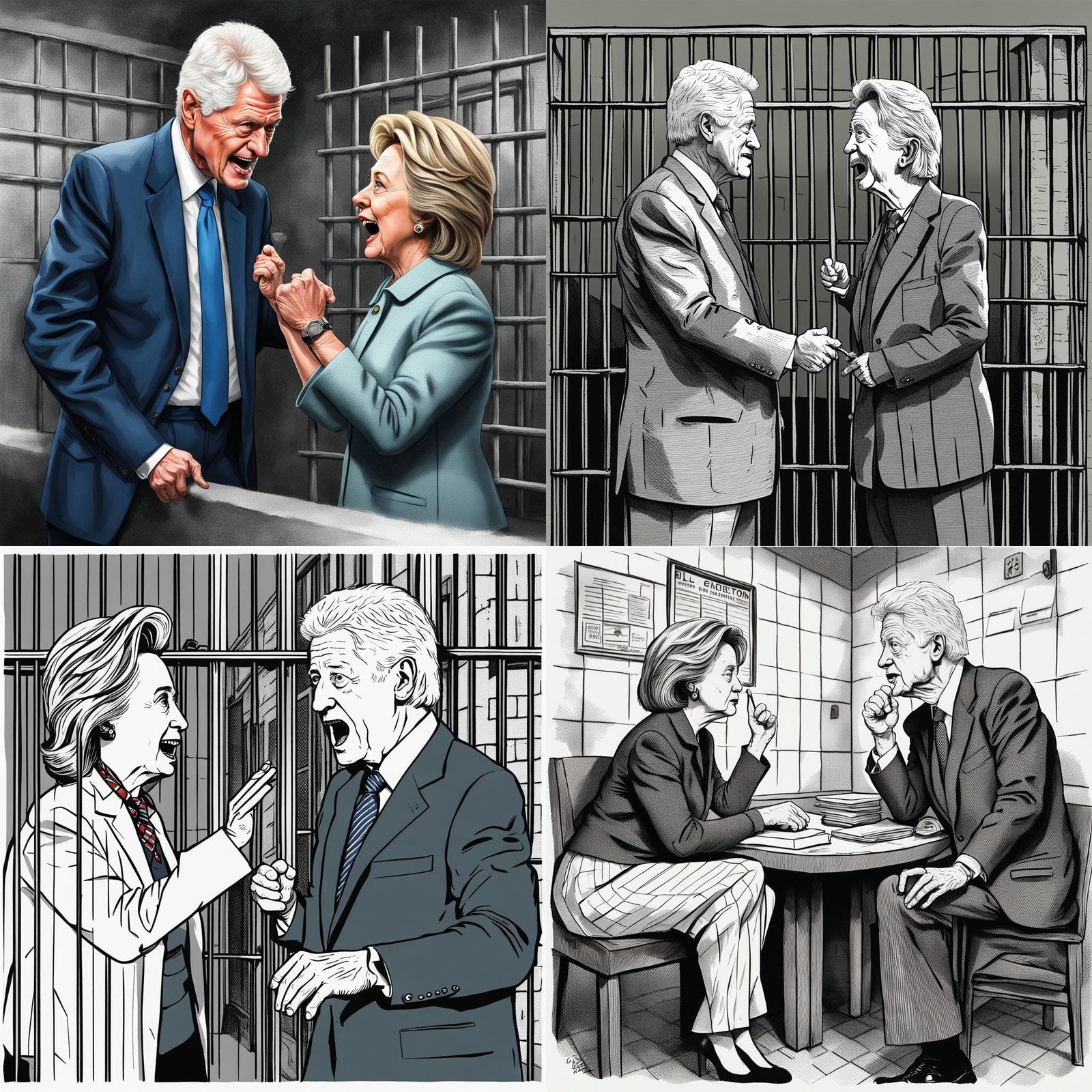 Bill and Hillary Clinton Arguing in Prison
