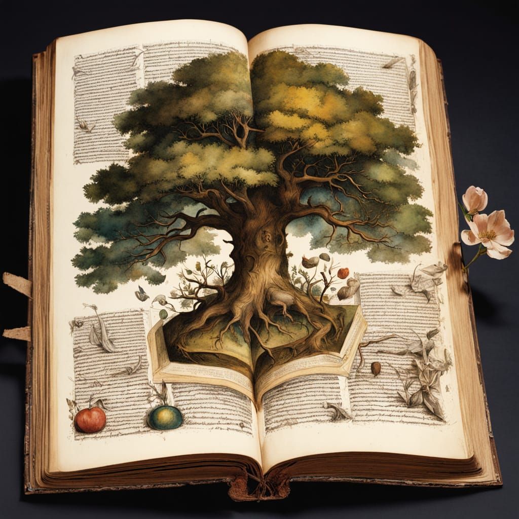 A Tree Steals into Reality from a Vintage Book