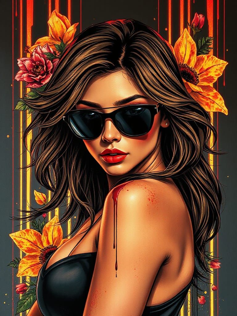 Female assassin in Graffiti Art