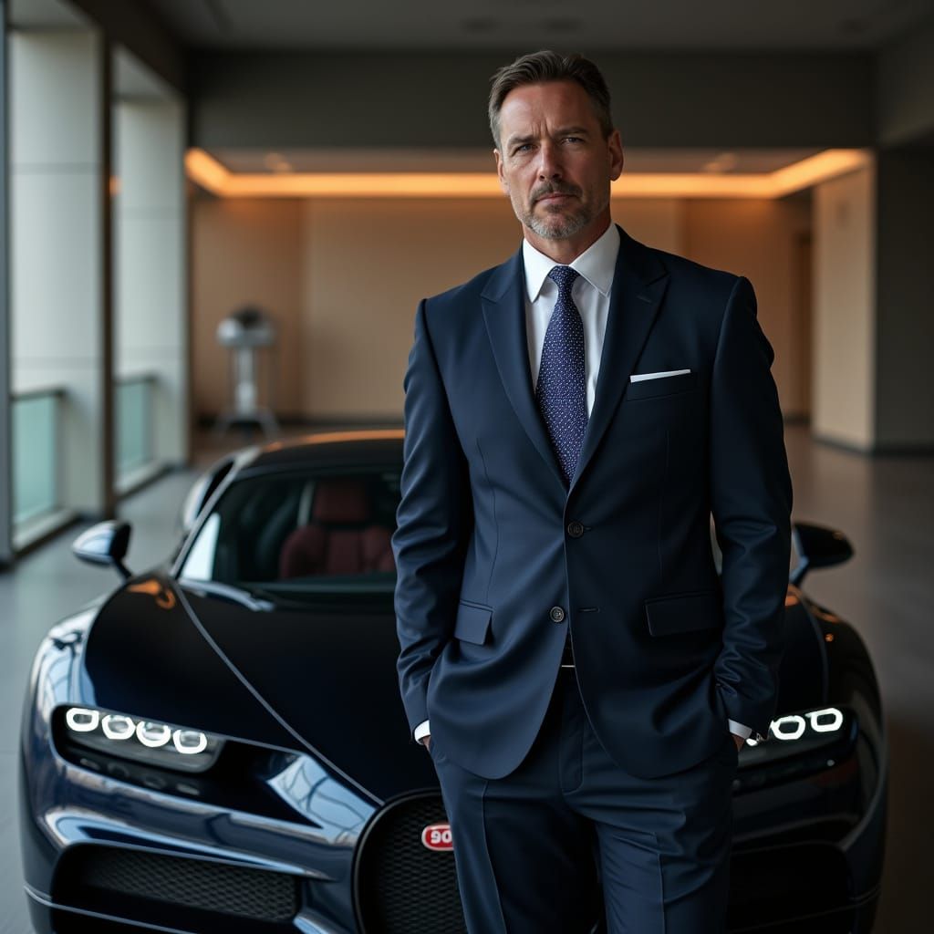 CEO and Bugatti: Hyper-Realistic Penthouse Scene