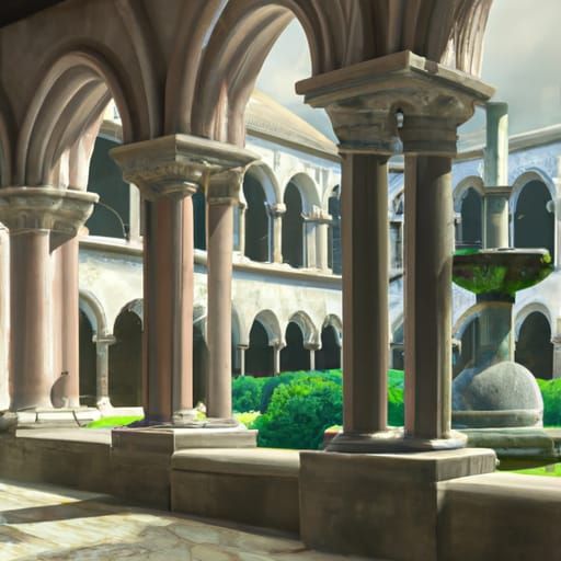 Luminist Monastery Cloister with Golden Glow