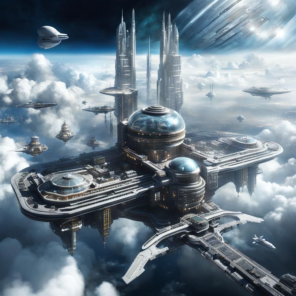 Spacepunk City in the Sky: Hyperdetailed Concept Art