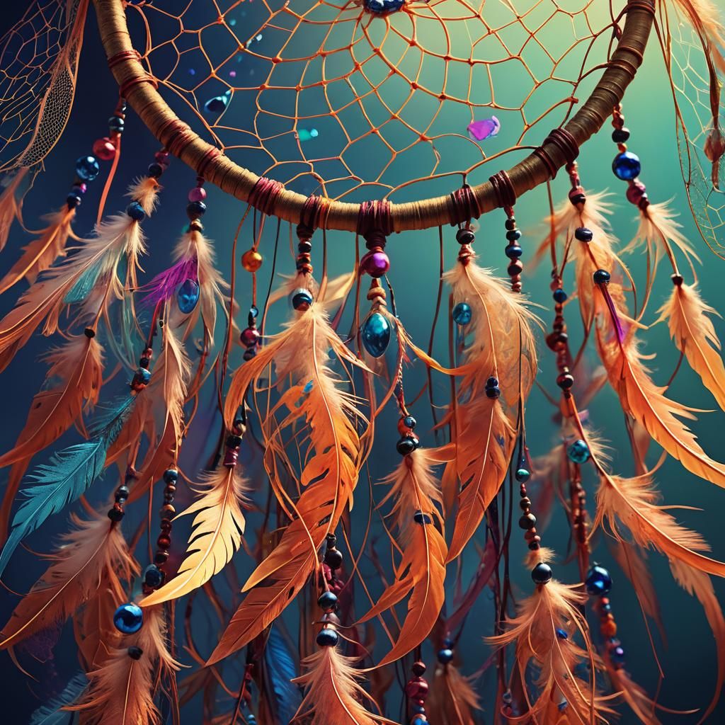 Vibrant Dreamcatcher in Surreal Digital Art