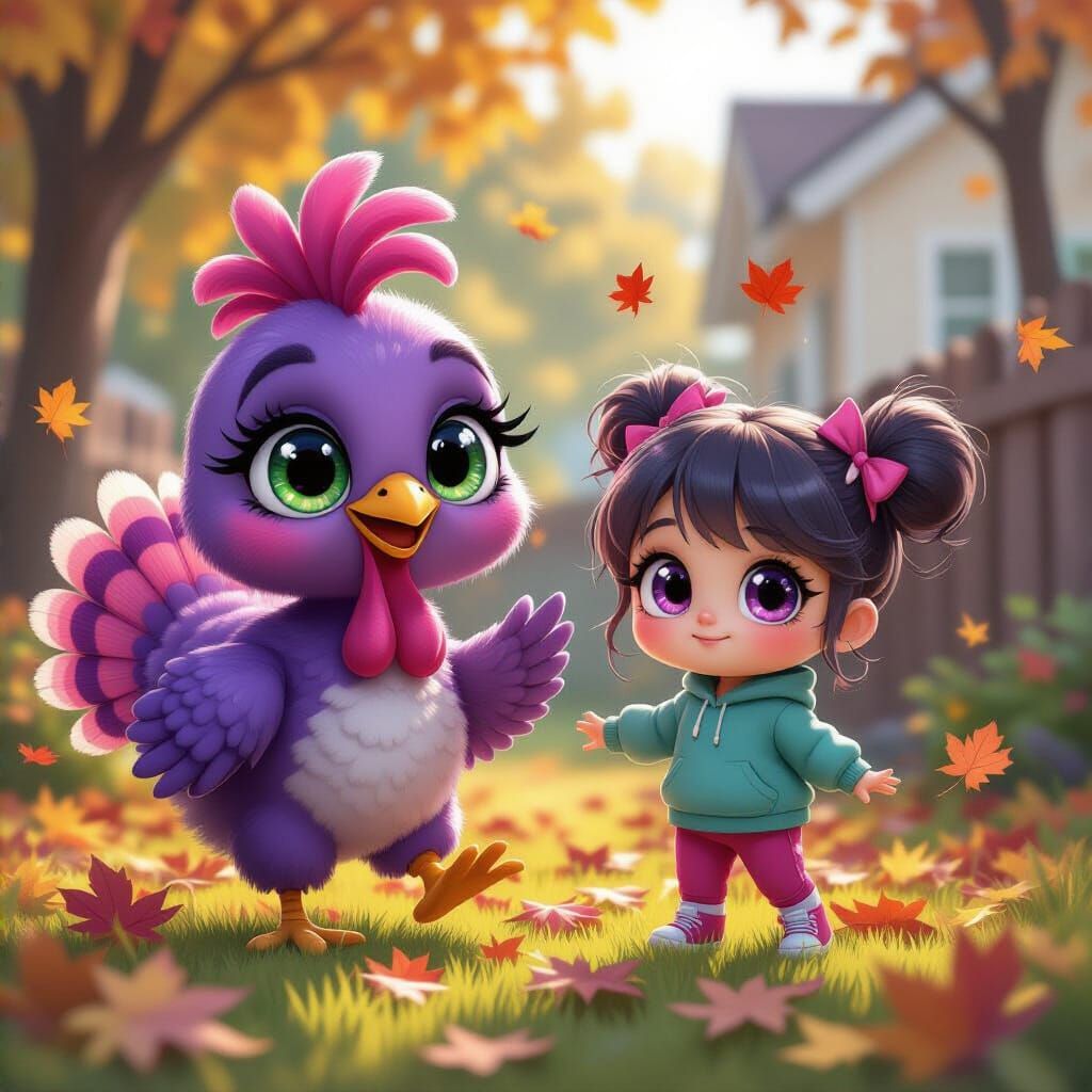 Chibi Purple Turkey Dances in Candy Land