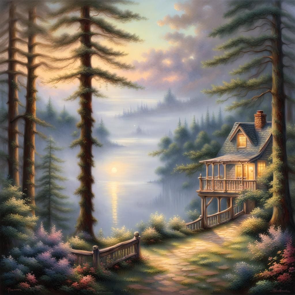 Ethereal Lake View from Cottage Porch