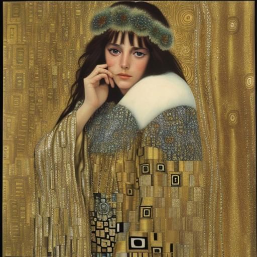 1970s Portrait in Klimt-Inspired Style