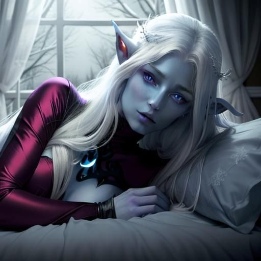 Dreamlike Demon Lich in Snowy Landscape