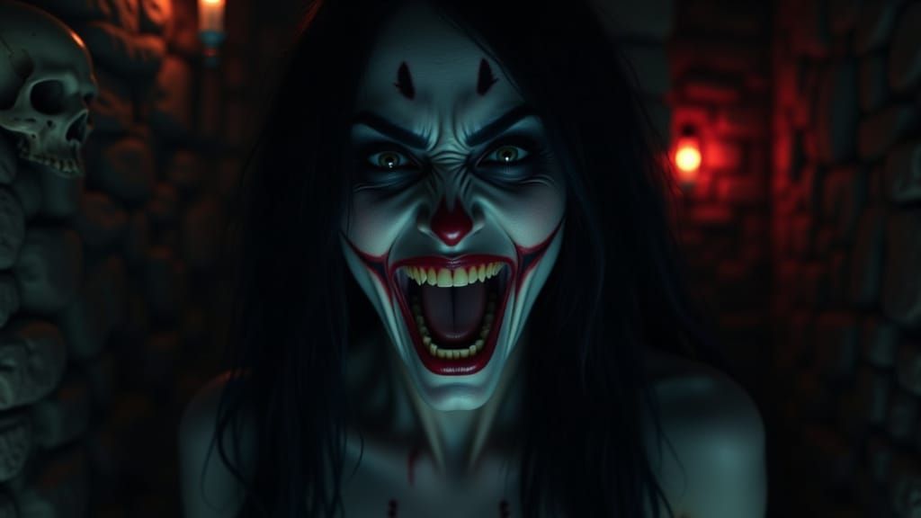 Demonic Entity in Dark Catacombs: Horrorcore Aesthetic