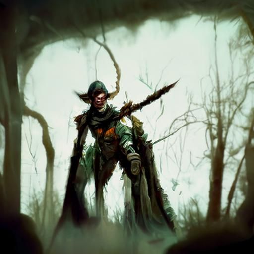 Sinister Wood Elf Ranger Digital Illustration