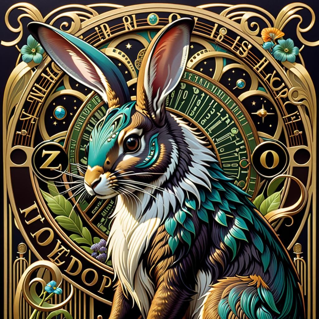 Lagomorph Cryptozoology in Art Nouveau Style