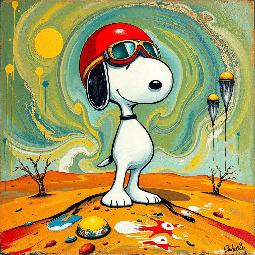 Snoopy in a Surreal Daliesque Landscape