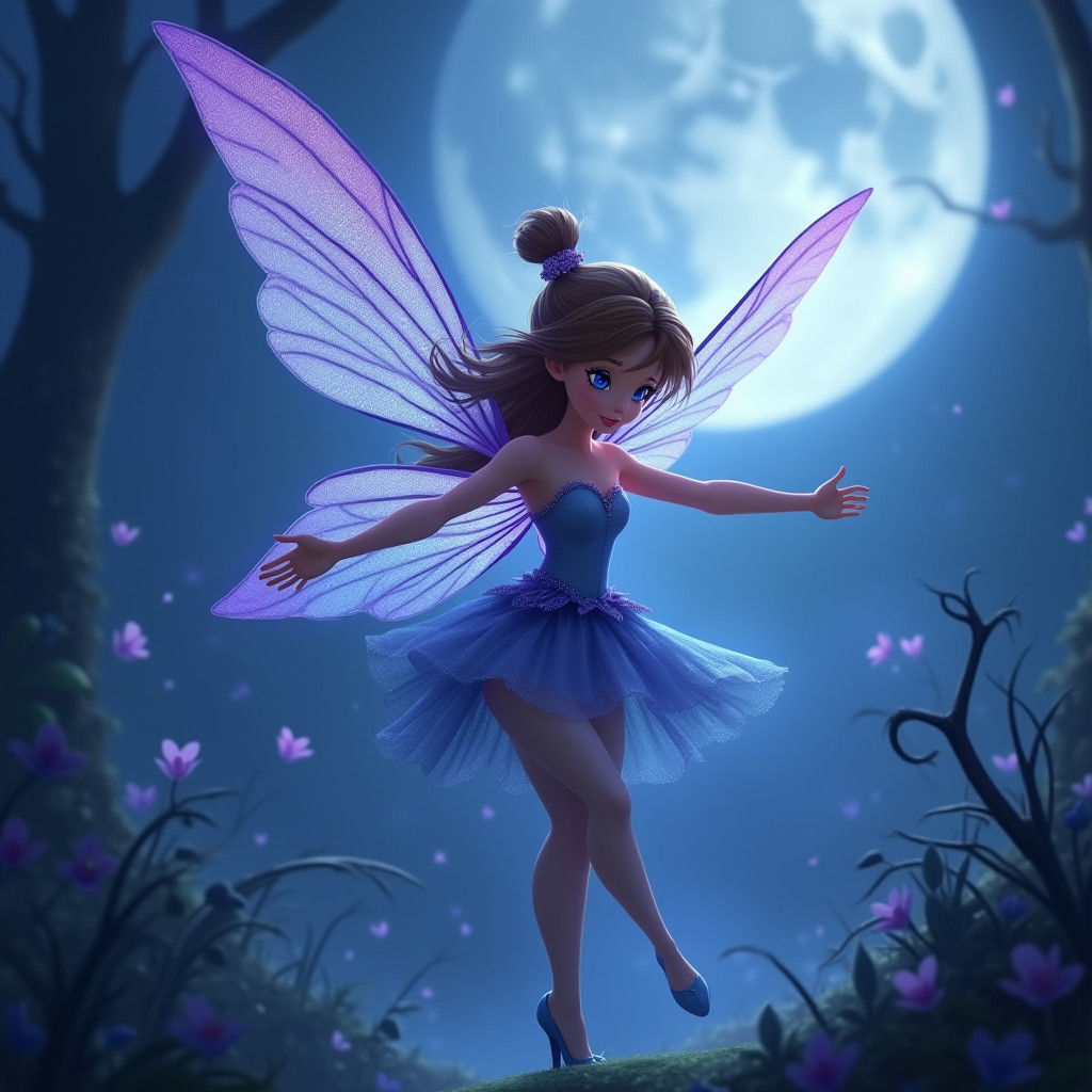 Cute Fairy Dancing in Moonlight: Winx Club Style
