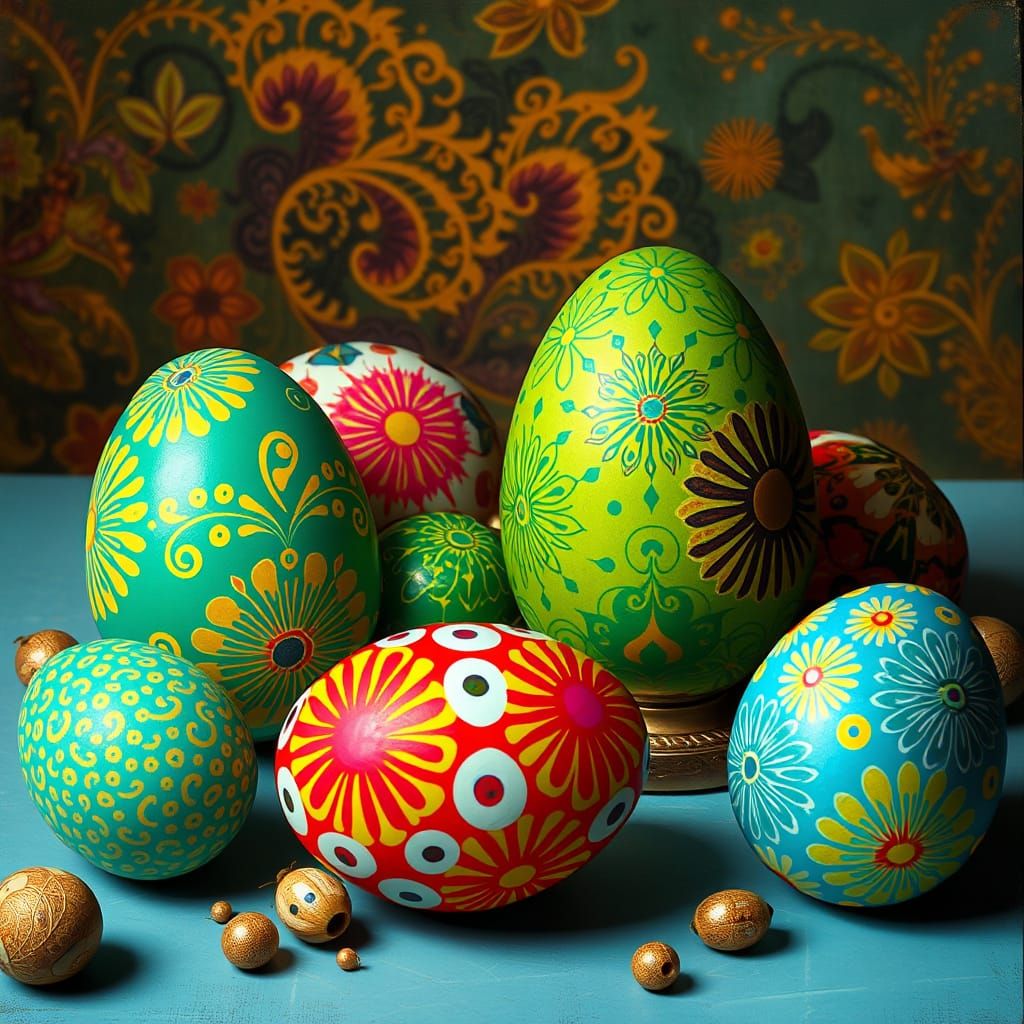 Surreal Eggs Adorned with Intricate Patterns