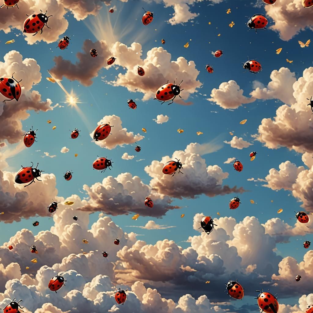 Elegant Ladybug's Dreamy Flight: Fantasy Concept Art