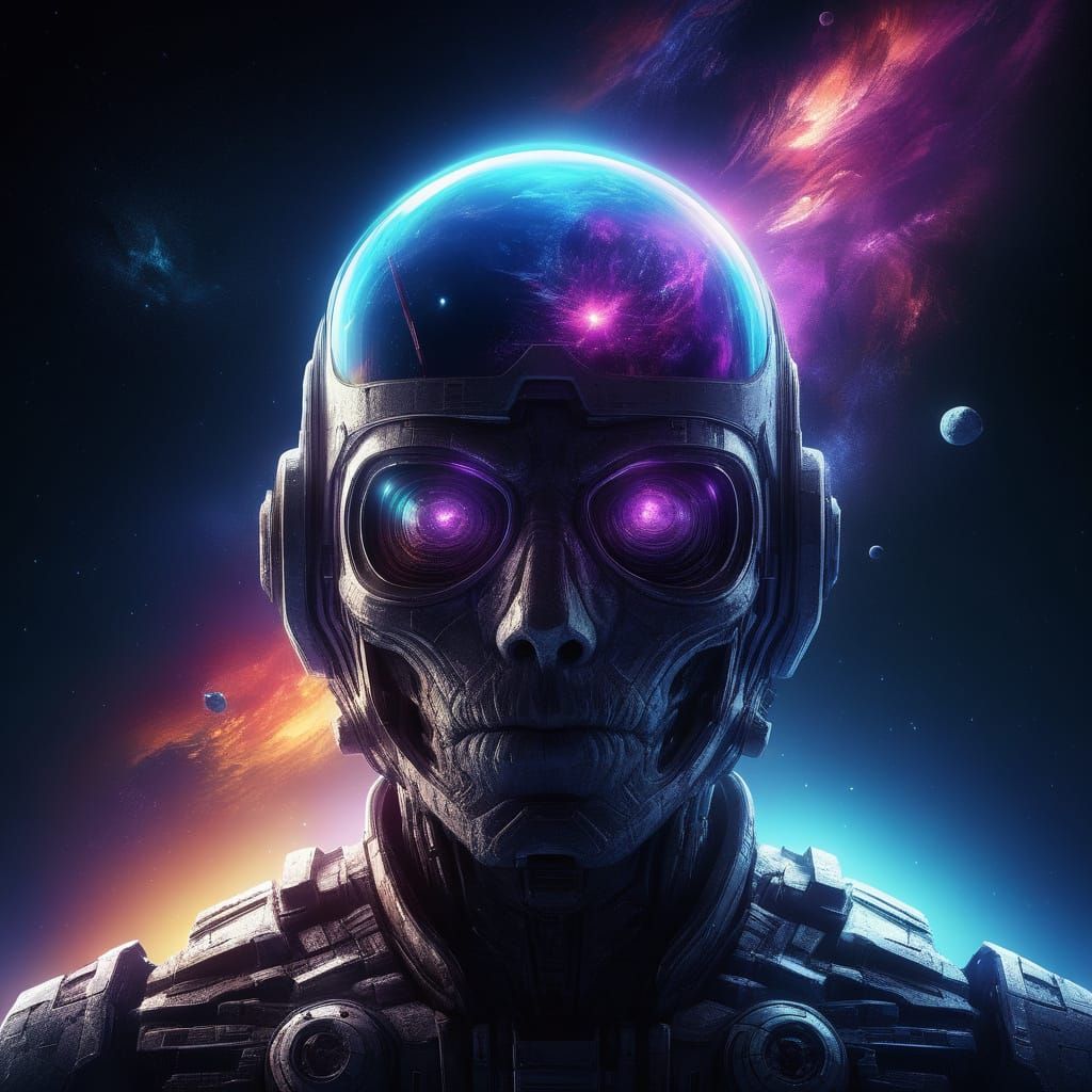 Ethereal Cosmic Figure in Vibrant, Iridescent Crystals