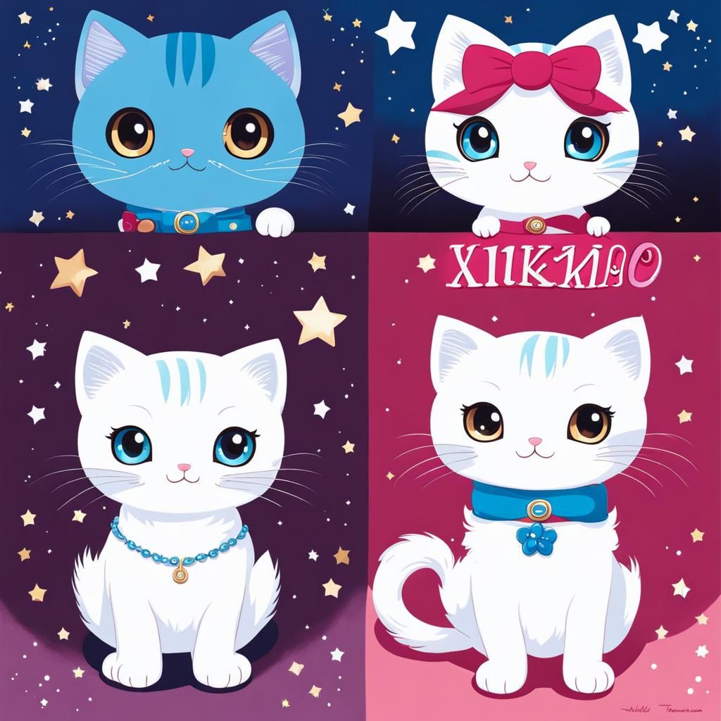 Adorable Kawaii White Kitten with Big Blue Eyes