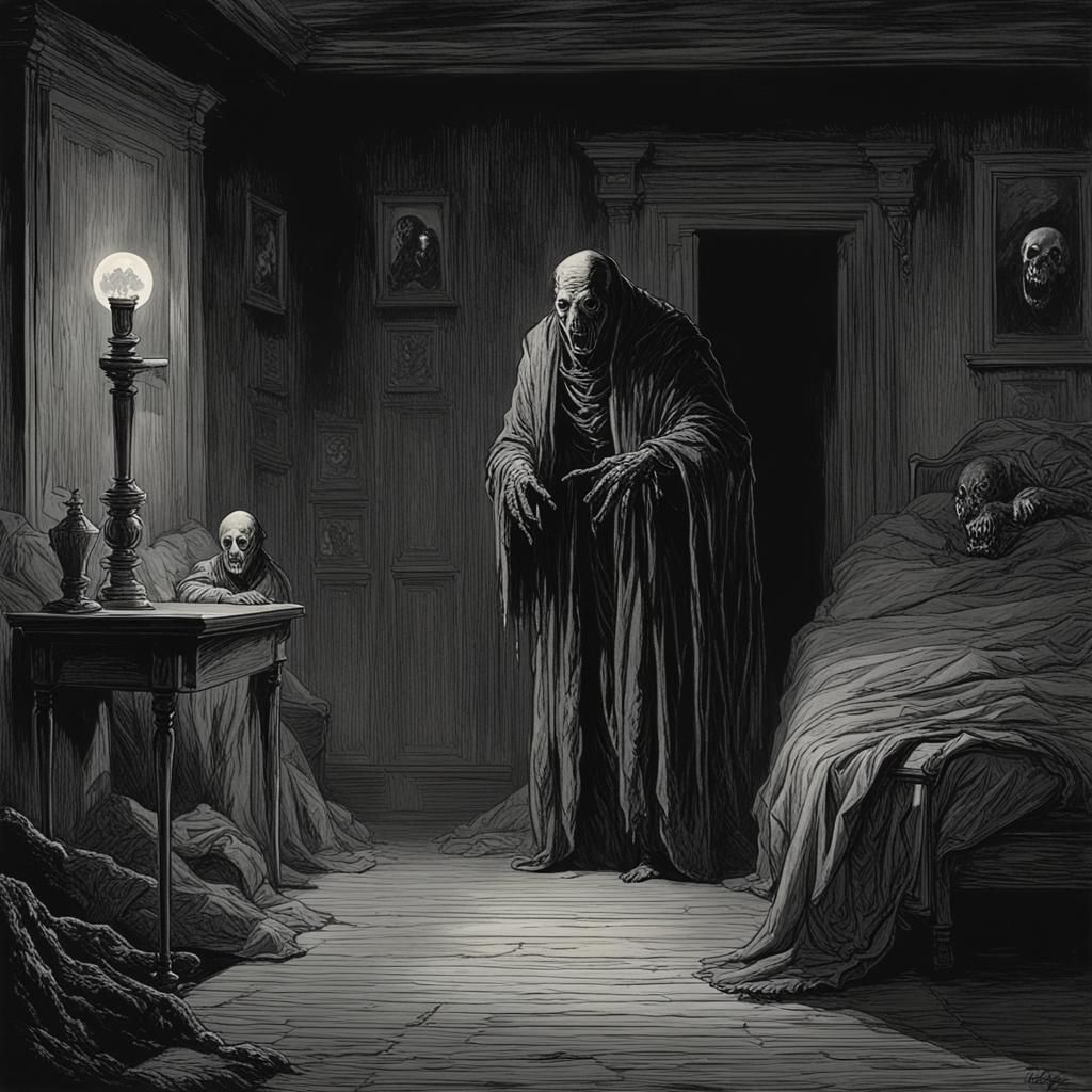 Eerie Horror Scene in Gustave Doré Style