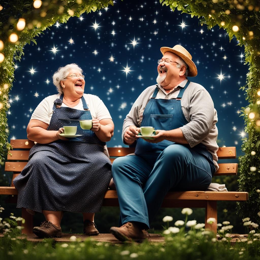 Cute Couple Laughing Under Starry Sky