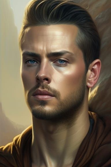 Ravishing Blonde Man on Silk in Hyperdetailed Digital Art