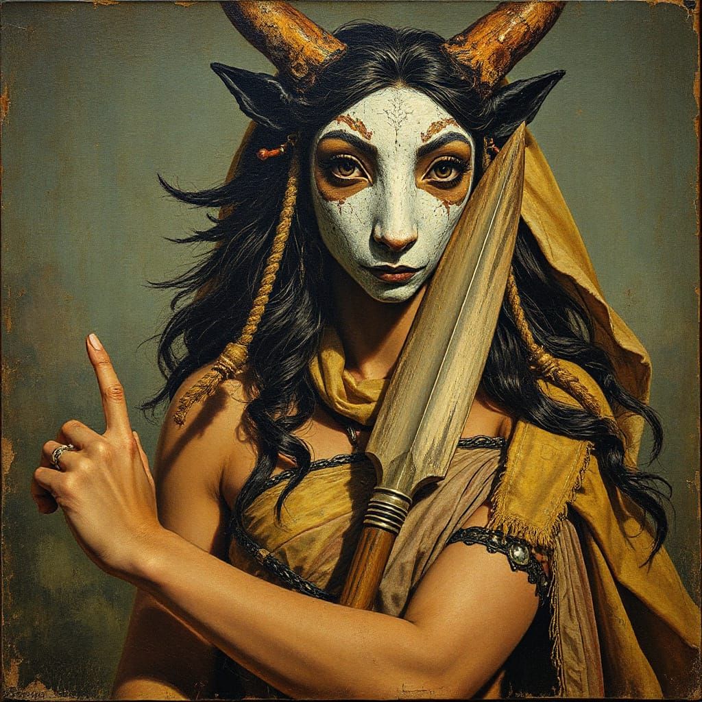 Utraean Warrior Portrait in Dadaist Style