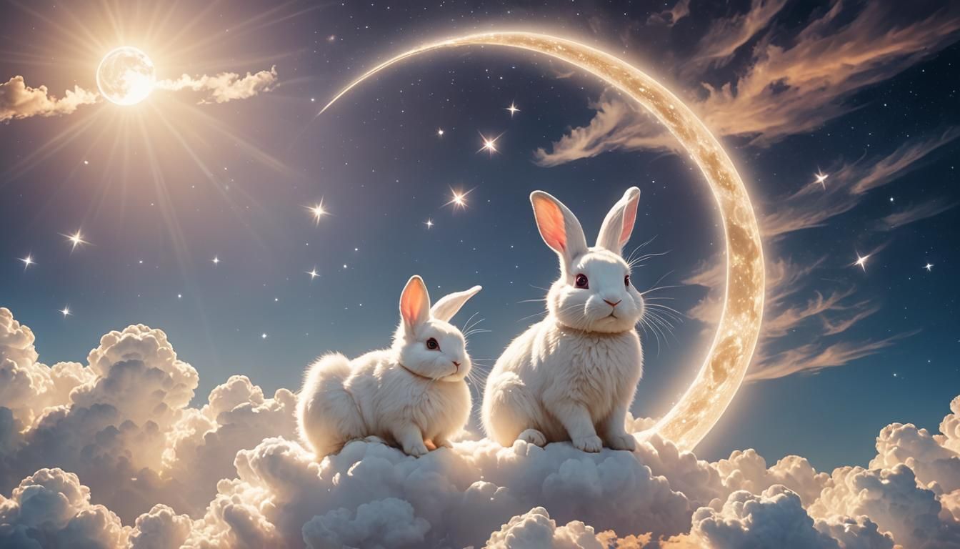 Rabbit on the Moon in Heavenly Light
