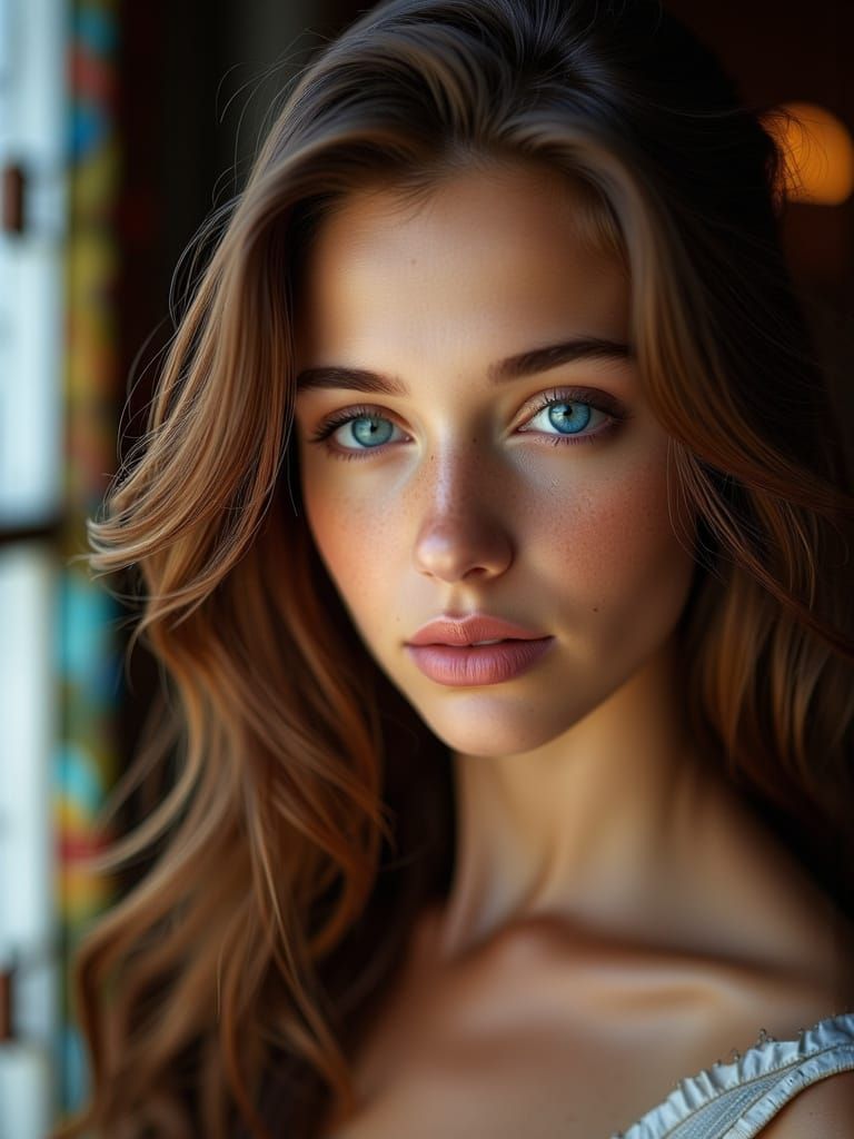 A Photorealistic Portrait of a Young Woman with Intimate Vul...