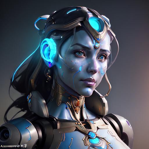 Robot Genie Portrait in Hyperdetailed Digital Art
