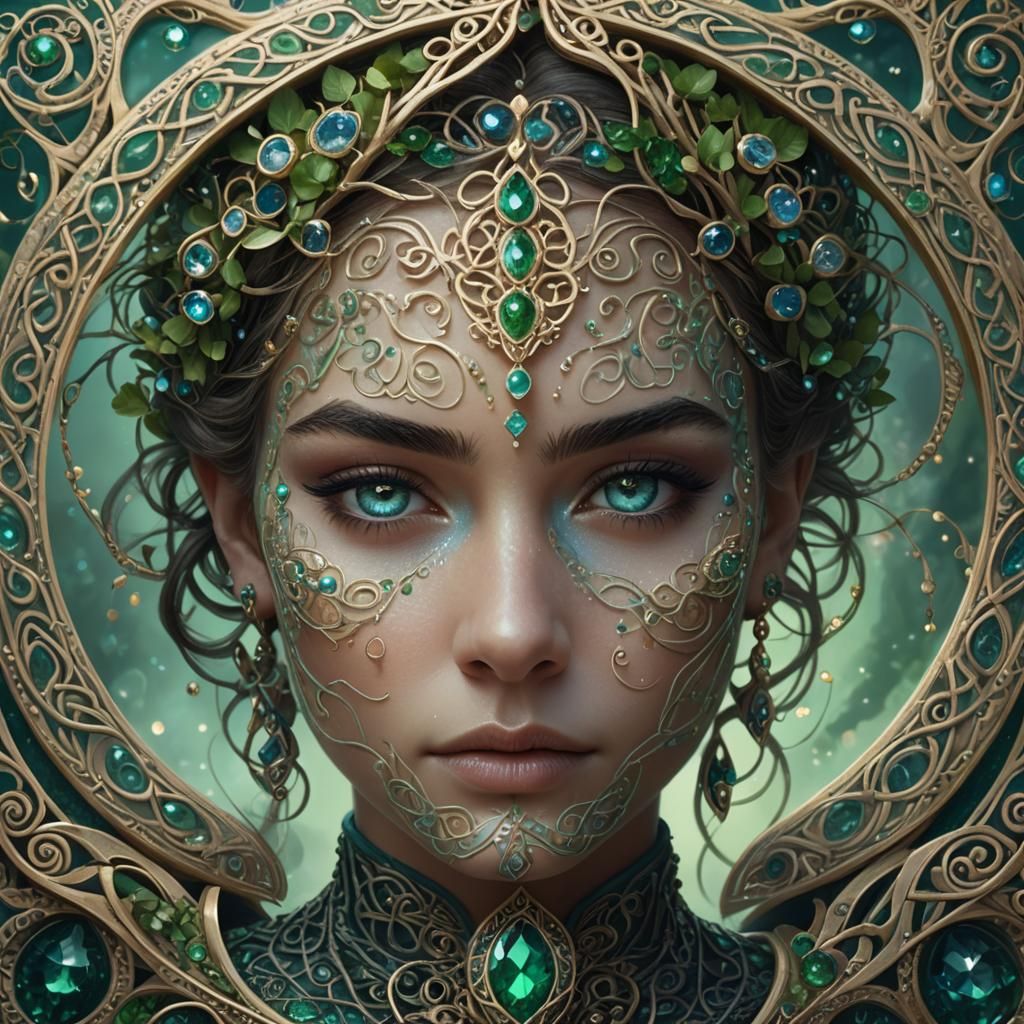 Gemstone Eyebrows in Detailed Matte Painting Style