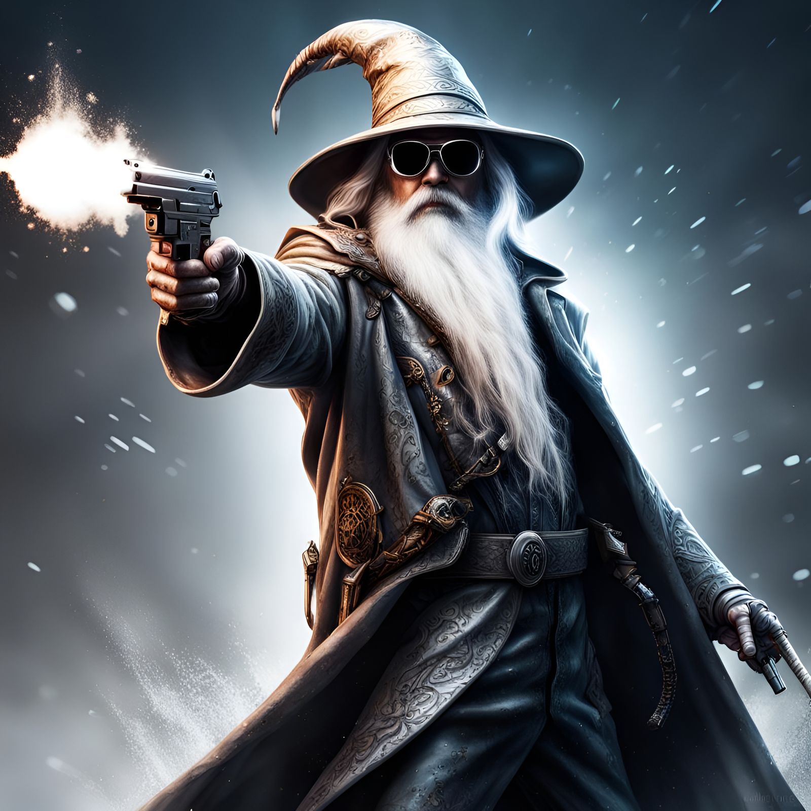 Sci-Fi Wizard Gunslinger in Epic Splash Art