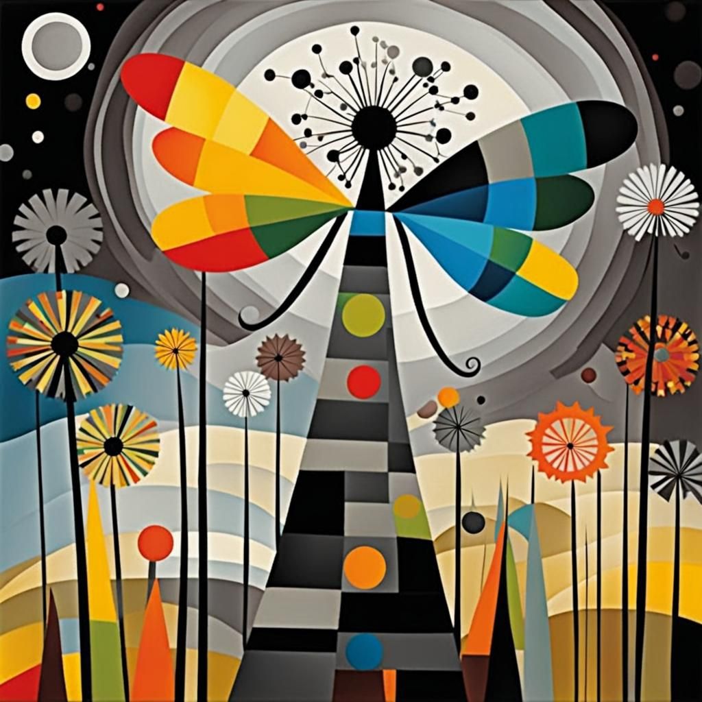 Steampunk Fairies in Dandelion Dreamscape, Surreal Art