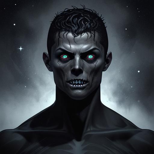 Scary Cristiano Ronaldo Illustration in Dark Futuristic Styl...