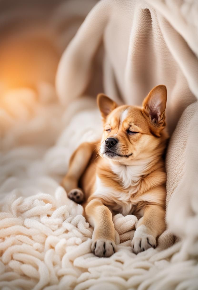 Sleeping Puppy Portrait in Warm Natural Light