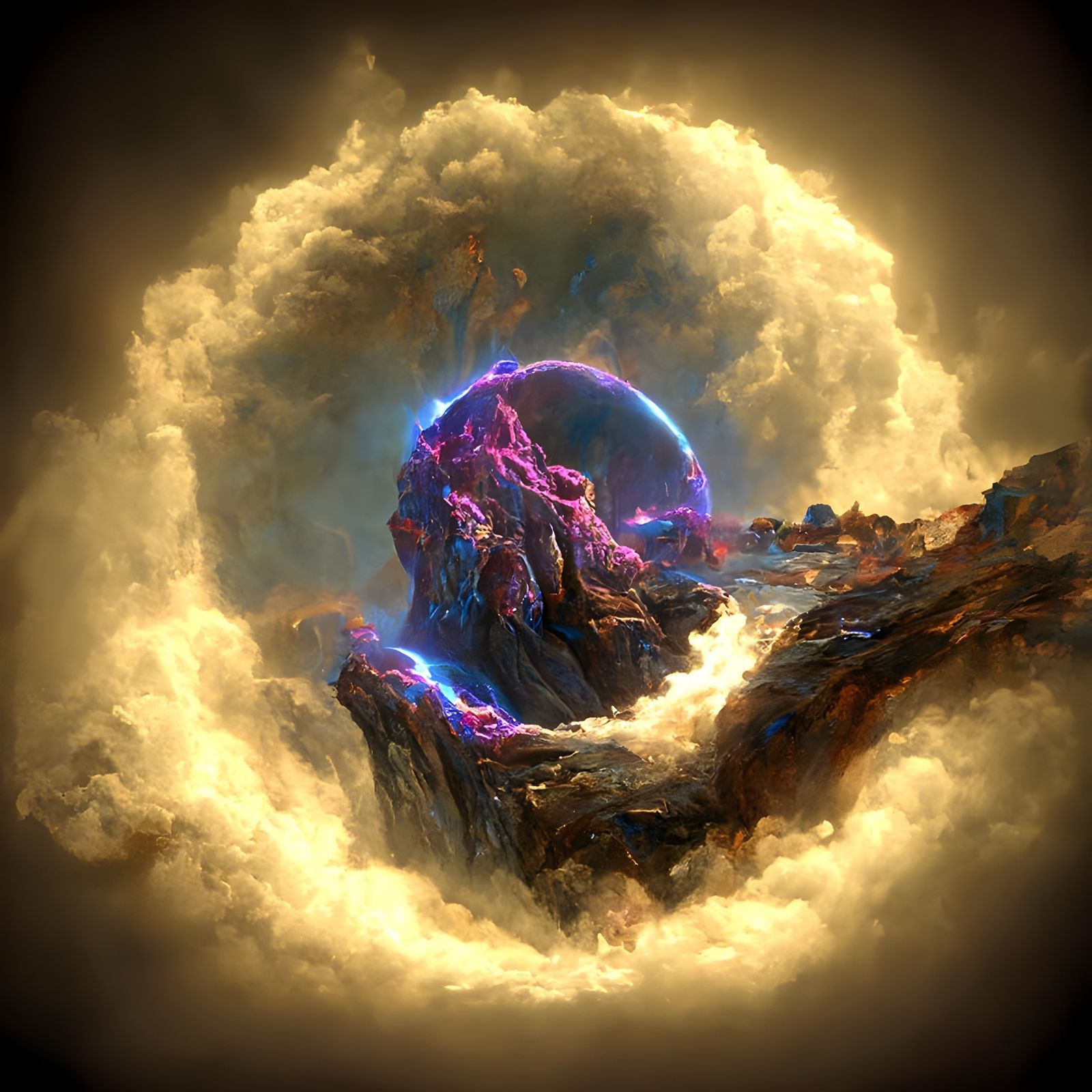 Turbulent Lightning Storm with Boiling Magma: Digital Matte ...