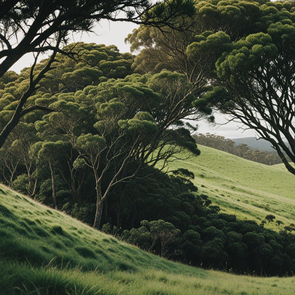 Tasmanian Green Hills in Soft Cinematic Light