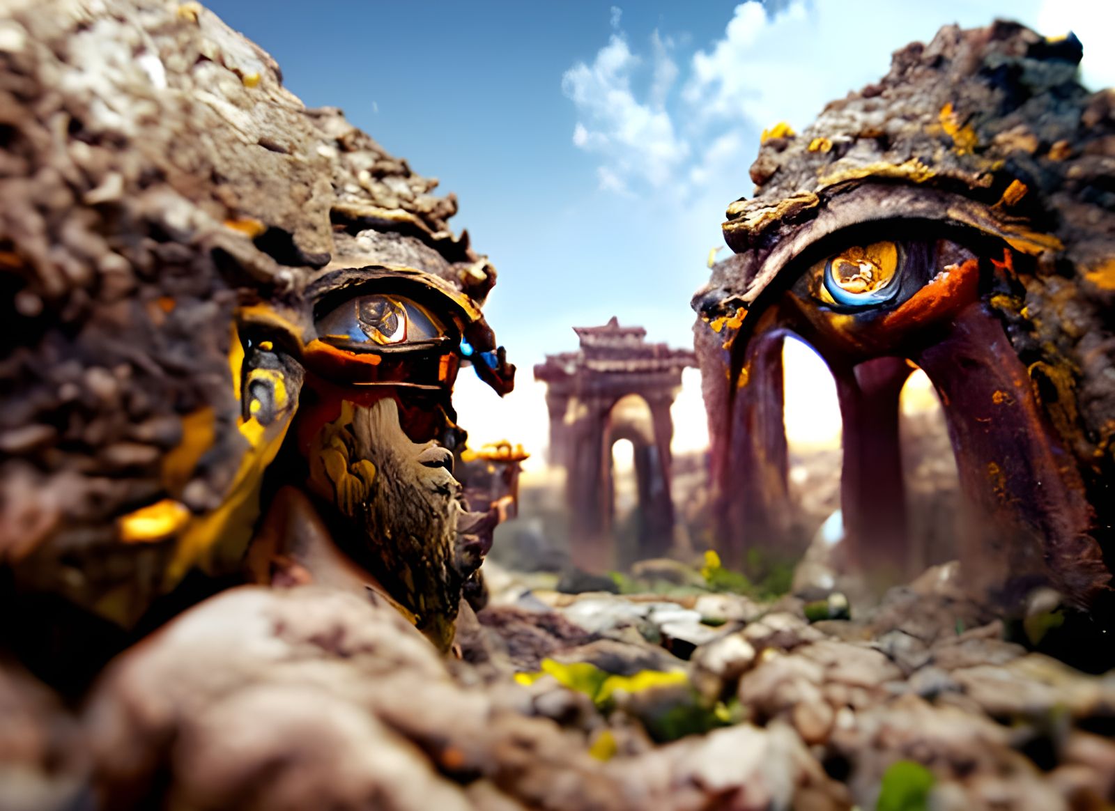 Cyclops Duo in Ancient Times: Matte Painting