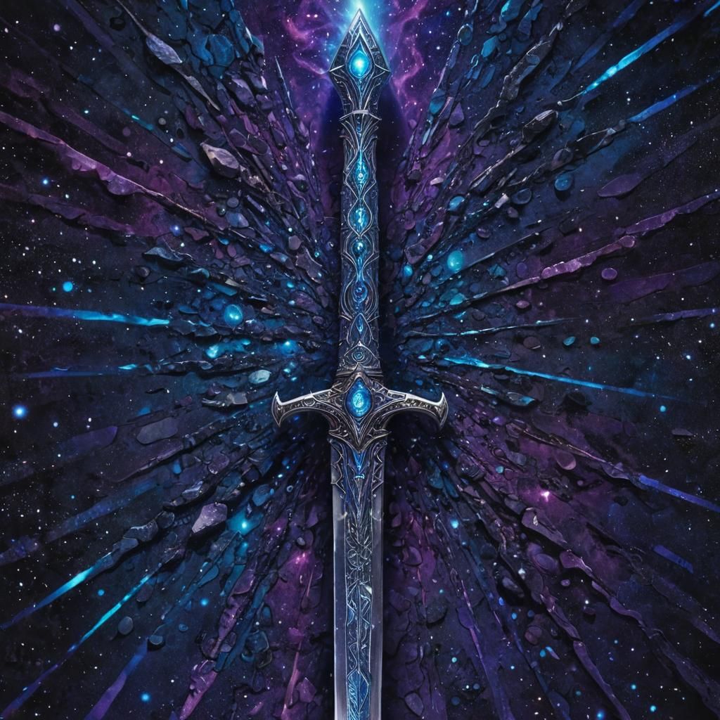 Astral Cosmic Sword of Light in Pablo Amaringo Style