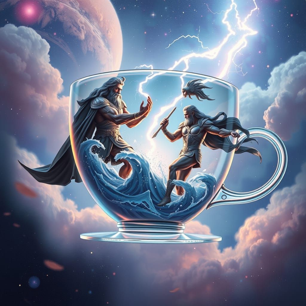 Gods Clash in Dichroic Teacup Galaxy