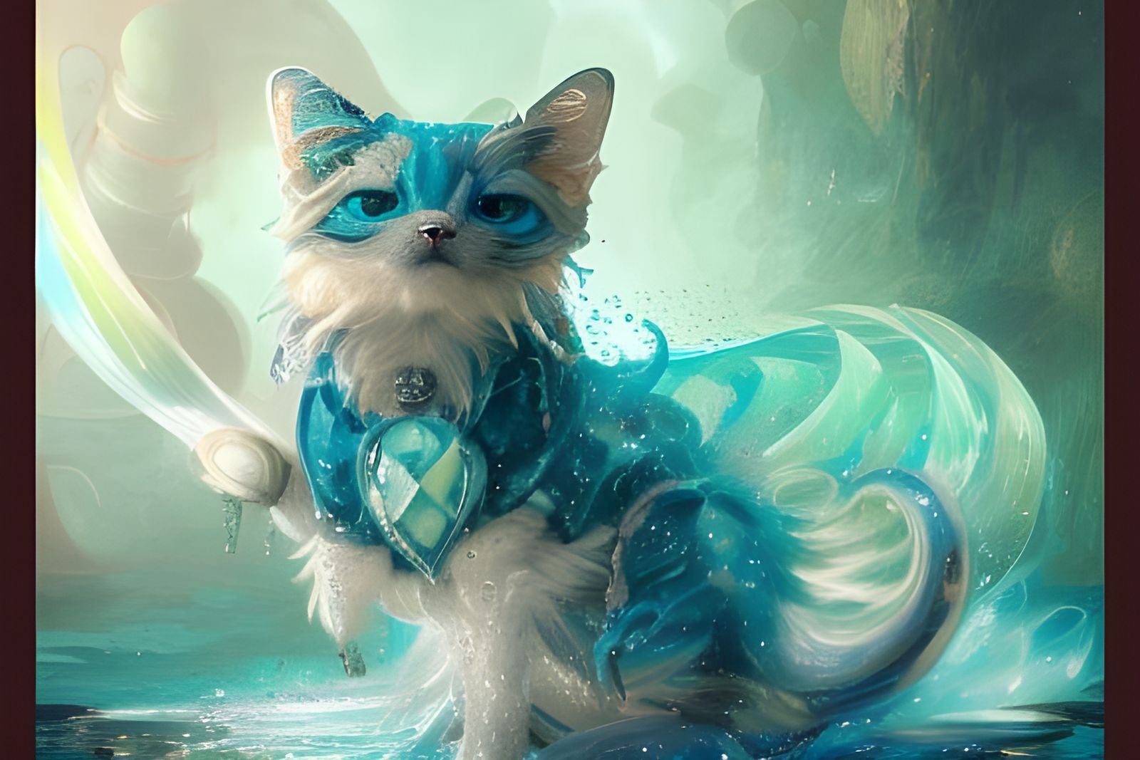 Aetherpunk Cat Emerges From Swirling Water