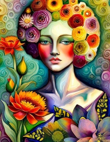 Ethereal Garden Spirit in Layered Gelli Print