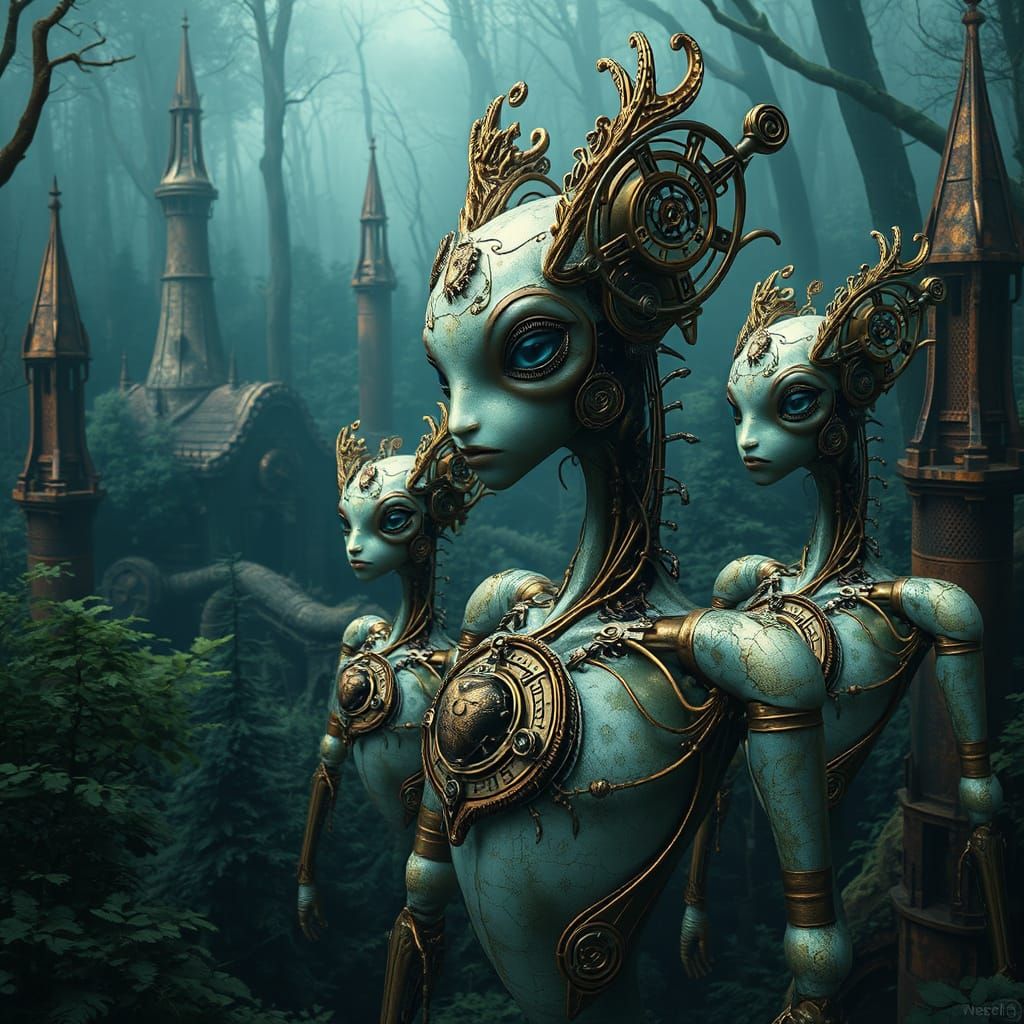 Mystical Clockwork Realm in Dystopian Dreamscape