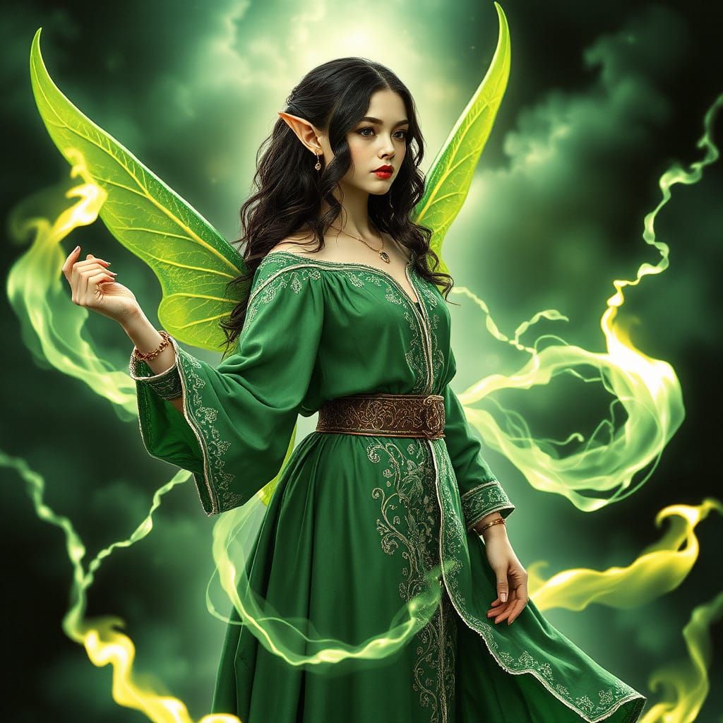 Elven Faerie Elemental in Pre-Raphaelite Style