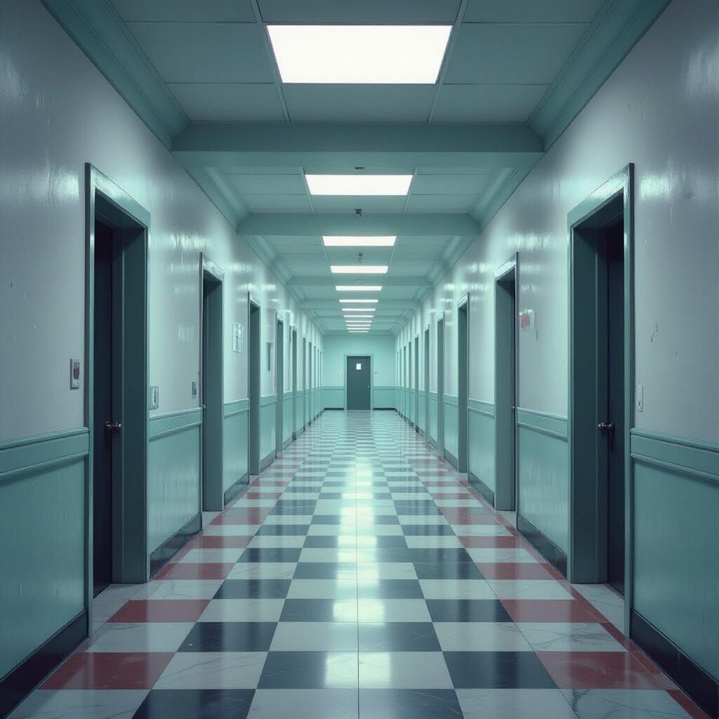 Unending Hallway in Surrealist Digital Painting Style