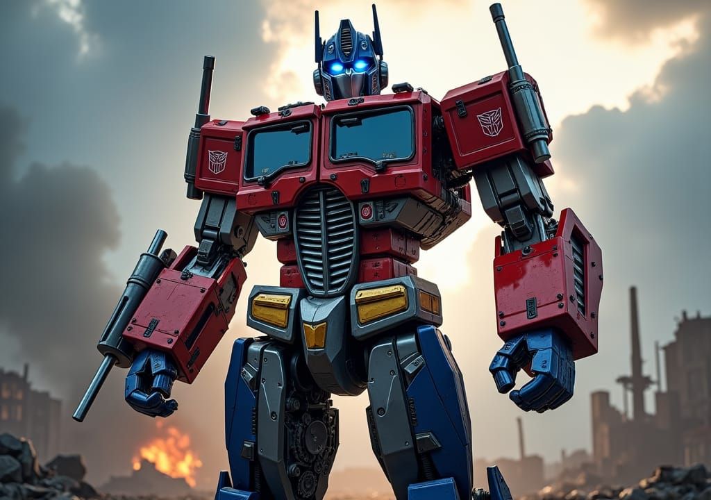 Optimus Prime: Autobot Leader in a Post-Apocalyptic City