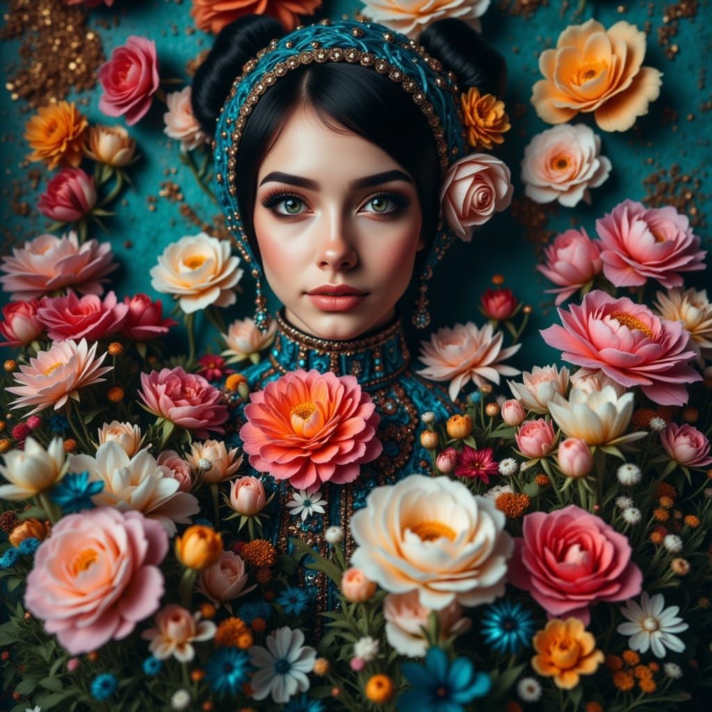 Beautiful Woman in Alien Japanese Garden